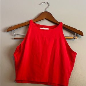Sleeveless red cropped top
